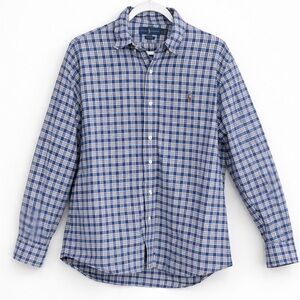 Polo Ralph Lauren Plaid Button Down Shirt Mens XL Classic Fit Blue Cotton
